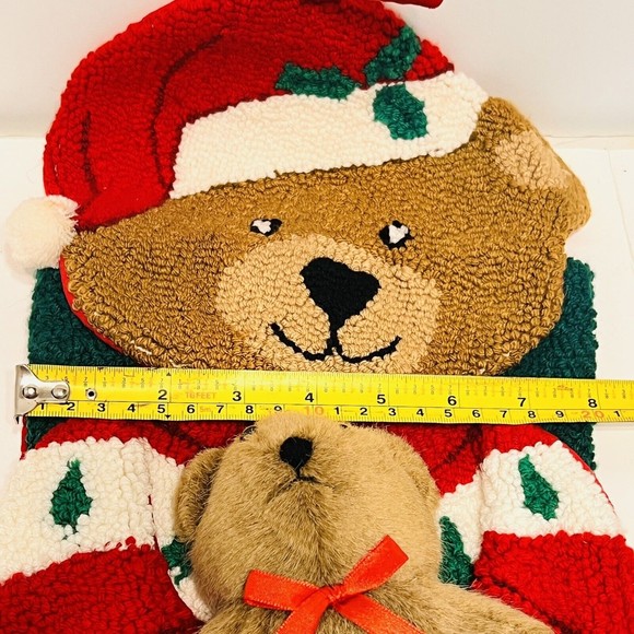 Crystal Snow completed Needlepoint Christmas Stocking Vtg holiday Teddy bear - Picture 11 of 12